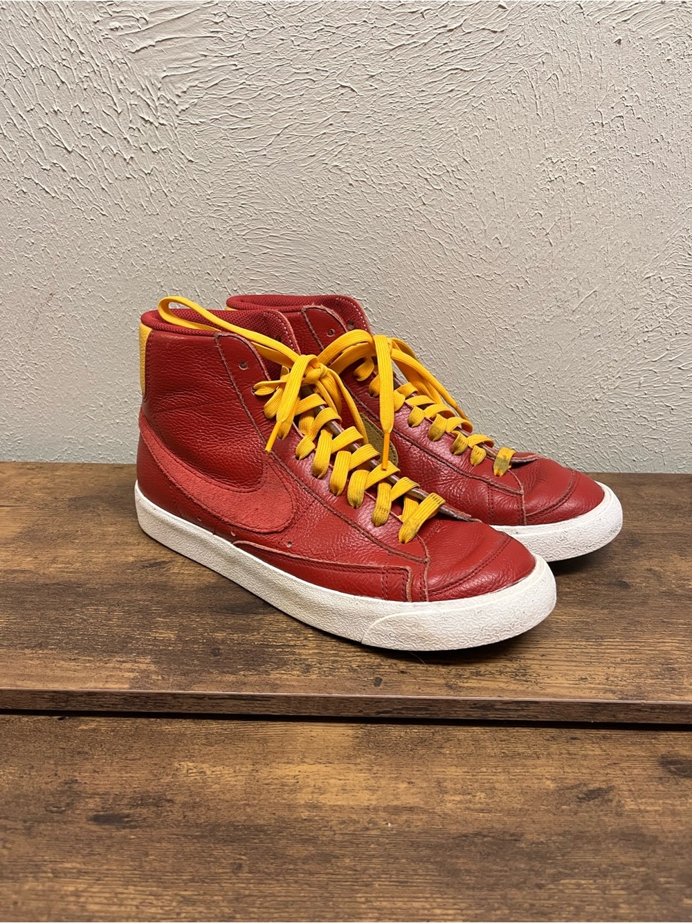 Nike Blazers Mid ‘77 Red Yellow Leather Sneakers Men’s Size 10 Custom USC